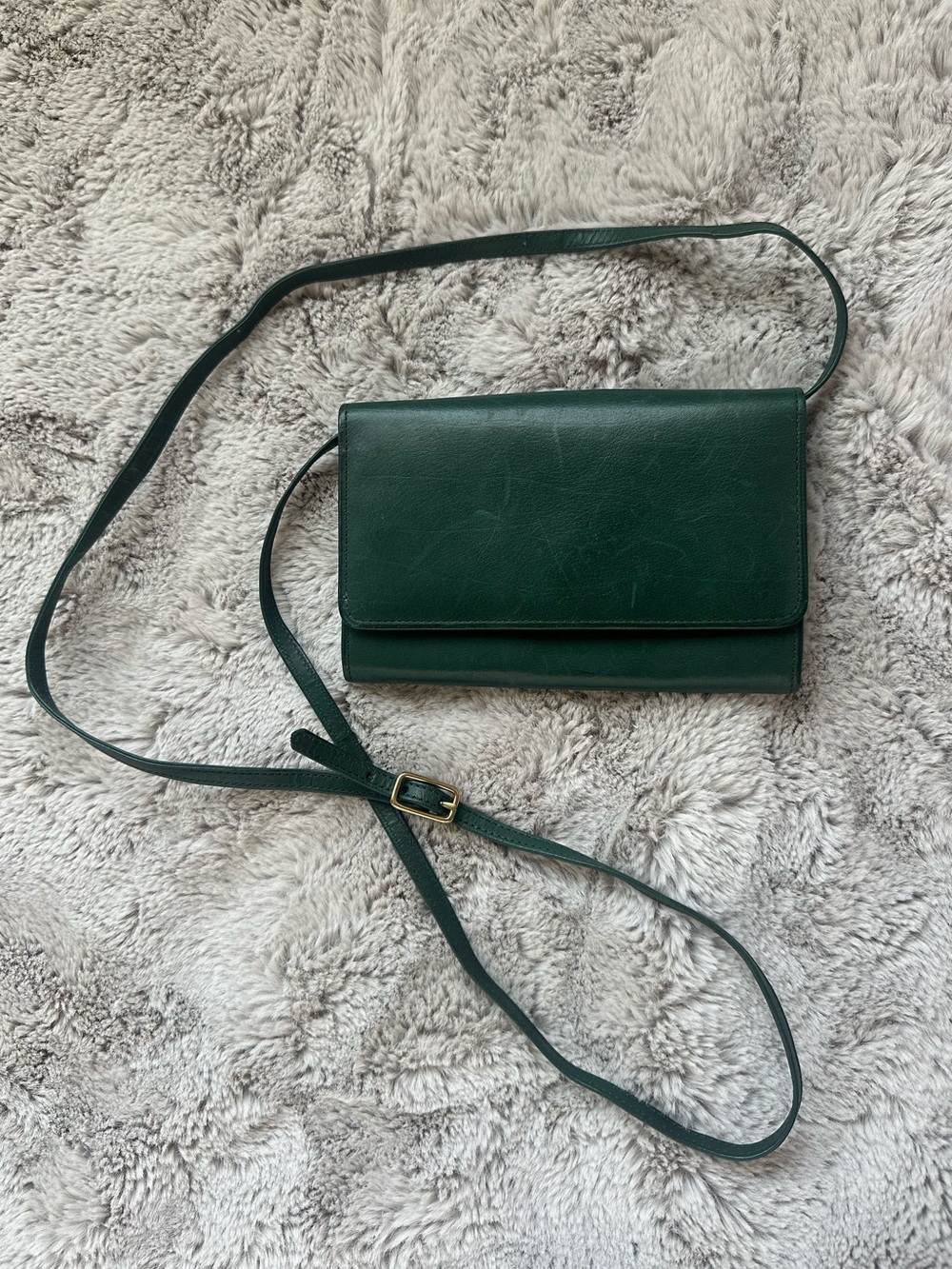 Vintage Coach Emerald Green Leather Crossbody Bag Clutch Rare Color